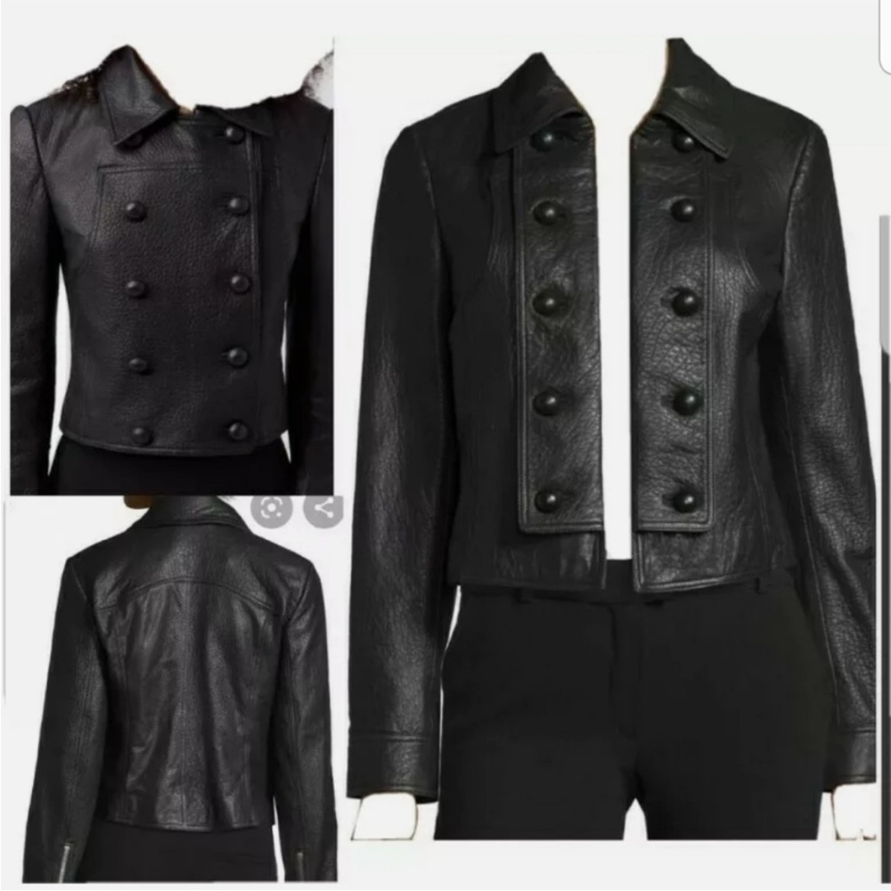 Diane von Furstenbeng Sergeant Military Leather Peacock Jacket